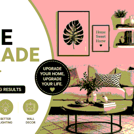 Home Upgrade Tips by Decoradhouse featuring a modern living room with stylish decor, plants, lighting ideas.
